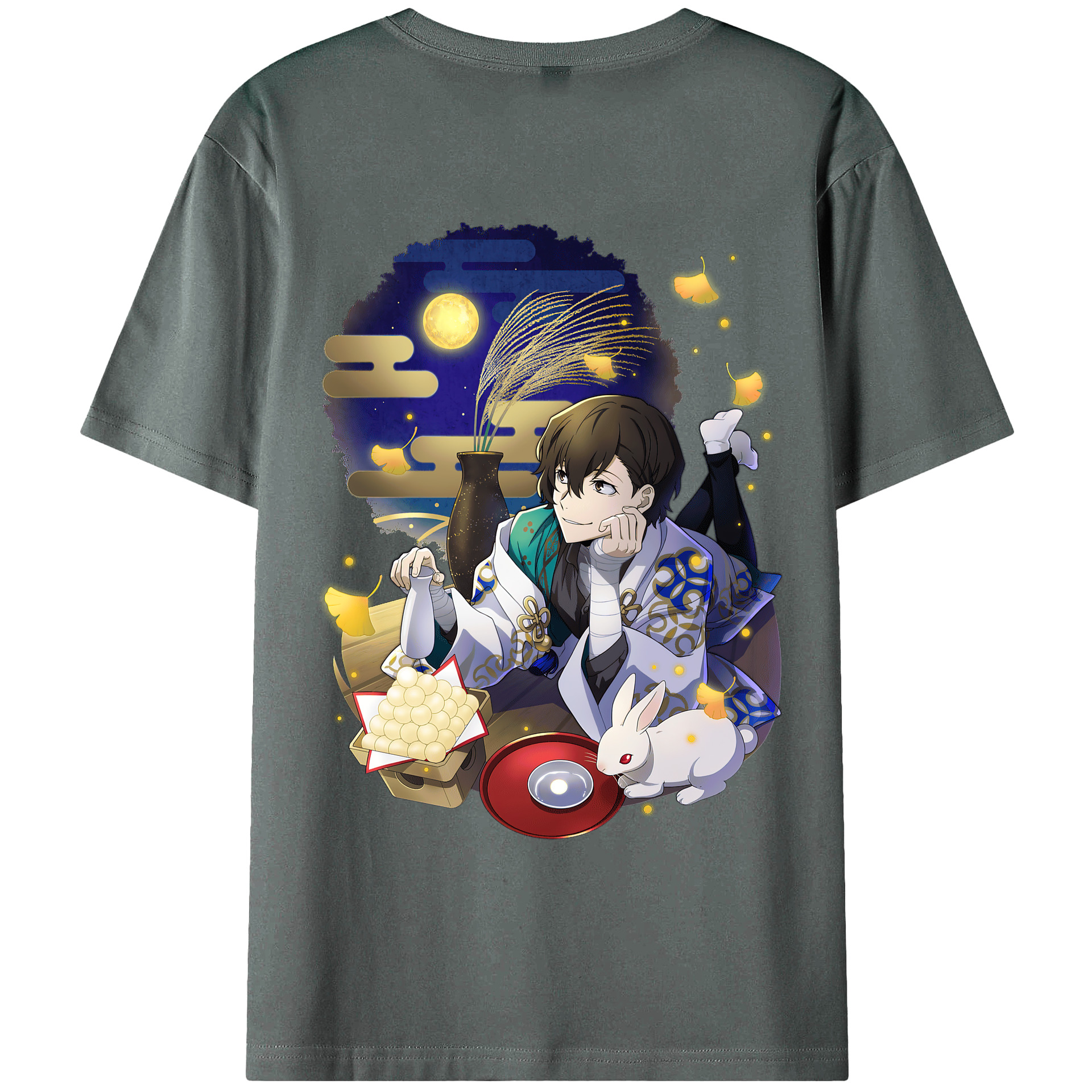 （画像用） 文豪ストレイドッグス Bungo Stray Dogs 綿100％ メンズ半袖Tシャツ（バックプリント） 通気性